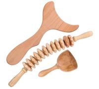 Kisangel Kit Completo Maderoterapia Corporal Masajeador Manual de Madera, Ligero y Práctico para Esculpir el Cuerpo y Facilitar el Masaje en Casa
