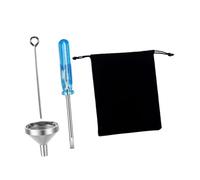 Kisangel Kit de Llenado para Urnas Pequeñas Embudo Mini Metálico de Acero Inoxidable, Herramienta de Recarga para Joyas de Cremación y Cenizas, Incluye Destornillador Azul y Bolsa de Tela