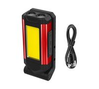 Kisangel Lámpara de Inspección Recargable USB con Luz LED Giratoria Imán Integrado para Trabajo Camping y Emergencias Función Banco de Energía Portátil Roja