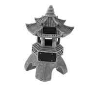 Kisangel Lámpara Solar De Resina Estilo Pagoda para Jardín Zen Asiático, Decoración Exterior Duradera para Jardín y Parque, Farol Japonés De Piedra Diseño Artístico Tradicional