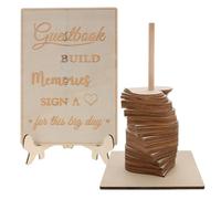 Kisangel Libro de de Boda Forma de corazón en Madera Beige, Alternativa al Libro de visitas, 1 Set para Ceremonia y recepción, decoración para Mesa