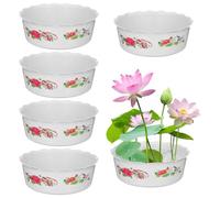 Kisangel Maceta de Lotus Bowl sin desagüe: 6 Unidades de macetero hidropónico de Loto Redondo de plástico, Maceta hidropónica para narcisos, Lirio de Agua, Plantas de Narciso (17 cm)