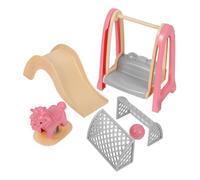 Kisangel Mini Caballito de Madera Columpio y Tobogán Juego de Decoración para Casa de Muñecas Accesorio de Parque de Atracciones en Miniatura Juguete Seguro de ABS y Metal Adecuado