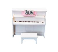 Kisangel Mini Piano y de Plástico Blanco para Decoración y Juguete Adorno DIY para Casita y Muebles de Muñecas Miniatura para Escena Creativa