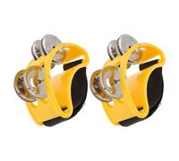 Kisangel Pandereta de Pie Doble Serie 2 Piezas Amarilla, Instrumento Musical de Percusión Rítmica, Accesorio para Batería, Campana de Acompañamiento para Actuaciones Musicales