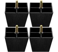 Kisangel Patas Cuadradas Ajustables de 3 Pulgadas para Sofá y Sillas, Plástico y Metal, 4 Piezas Varilla Roscada de 8 MM para Uso en Hogar y Oficina