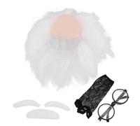 Kisangel Peluca de Científico con Accesorios Peluca Sintética Blanca para Disfraces de Halloween y Cosplay Incluye Gorro Gafas y Postiza para Adultos