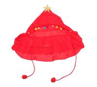 Kisangel Pet Christmas Costume Cape For Small Dogs and Cats Soft Hypoallergenic Fabric Adjustable Xmas Tree Cloak with Pompoms and Star Holiday Outfit Winter Parties