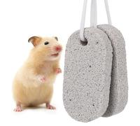 Kisangel Piedra de Calcio Volcánica para Moler Dientes de Mascotas Pequeñas, 2 Piezas Rectangulares Seguras para Conejos y Cobayas, Herramienta para Cuidado Dental