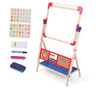 Kisangel Pizarra Blanca Doble Cara con Soporte de Madera para Tablero de Borrado Seco Grande y Plegable Caballete Multifuncional para Dibujo y Escritura Casa