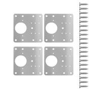 Kisangel Placas de Reparación de Bisagras para Puertas de Armario 4 Piezas de Acero Inoxidable Resistente Corrosión con Tornillos Soporte Metálico Reforzado para Muebles y Estanterías
