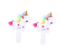Kisangel Pulsera De Unicornio De Felpa Para Niños, Tamaño Pequeño, Cierre a Presión, Pulsera De Muñeca De Peluche Para Fiestas y Regalos, Pack De 2 Piezas Blancas