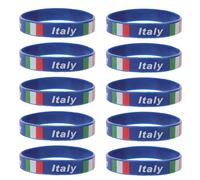 Kisangel Pulseras de Silicona Bandera de Italia 20 Piezas, Pulseras Deportivas Patrióticas Elásticas Resistentes al Agua para Fútbol, Fiesta y Actividades al Aire Libre