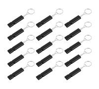 Kisangel Silbato Salvavidas de aleación de Aluminio Negro, Doble Tubo, Pack de 15 Piezas, Ligero y Resistente, para Camping y Senderismo