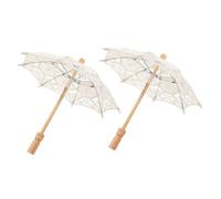 Kisangel Sombrilla de Encaje Vintage para Novia 2 Unidades Color Blanco Crema Radio 15 CM Parasol Ligero para Fotografía de Bodas y Accesorios para Estudio Fotográfico