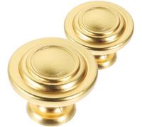 Kisangel Tirador de Armario Pequeño Redondo de Cobre Cepillado Pomo Metálico para Muebles 2 Unidades Diseño Minimalista para Cajones y Puertas Adecuado para Cocinas y Cómodas