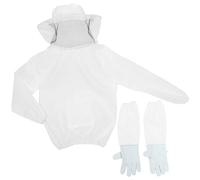Kisangel Traje de Apicultor Blanco Guantes Largos y Protección contra Insectos, Ropa de Poliéster Transpirable para Apicultura, Conjunto de 1 Set para Trabajo Seguro