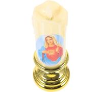 Kisangel Vela LED Religiosa sin Llama para Oración Vela Católica Base Transparente de Vidrio Funciona Pilas para Iglesias y Hogar Virgen María Estilo Aleatorio