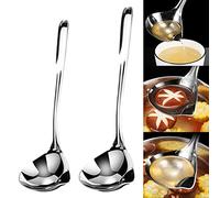 Kisbeibi 2 Cucharas Separadoras de Aceite de Sopa, Acero Inoxidable, Colador de Grasa, Cuchara de Filtro, Utensilio de Cocina