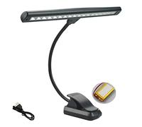 Kisbeibi Luz de soporte de música recargable, 18 LED con clip, 3 colores de temperatura y 2 niveles de brillo, perfecta para piano, orquesta, DJ y manualidades