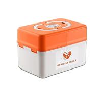 KISDFOND Botiquin Vacio, Kit Primeros Auxilios Viaje, First Aid Kit, Caja de Herramientas de Plástico Multifunción con asa, Caja de Almacenamiento de Clasificación de Medicamentos(Orange,Small)