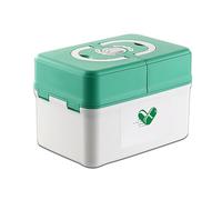 KISDFOND Botiquin Vacio, Kit Primeros Auxilios Viaje, First Aid Kit, Caja de Herramientas de Plástico Multifunción con asa, Caja de Almacenamiento de Clasificación de Medicamentos(Green,Small)