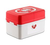 KISDFOND Botiquin Vacio, Kit Primeros Auxilios Viaje, First Aid Kit, Caja de Herramientas de Plástico Multifunción con asa, Caja de Almacenamiento de Clasificación de Medicamentos(Red,Large)