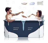 Kiseely Bañera plegable portátil de 140 cm para 2 personas, bañera familiar grande para SPA, cambio eficiente de temperatura caliente y fría, estilo leche