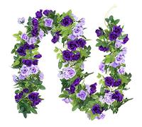 Kisflower 3 guirnaldas de Flores Artificiales moradas de 23.7 pies, vides Falsas, Plantas Florales Colgantes de Seda para decoración de Arco de Boda, Fiesta, hogar, decoración de Pared (Morado)