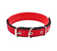 kiskick Accesorio de larga duración para mascotas, cómodo collar de perro ajustable de nailon con correa de anillo de tracción, rojo y negro, L