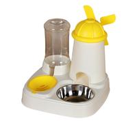 kiskick Alimentador automático para mascotas, estación de agua de alimentos, dispensador de gato de gran capacidad, 1,1 l/2,5 l, amarillo 2
