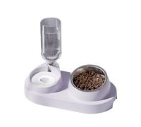 kiskick Alimentador automático para mascotas respetuoso con el medio ambiente, dispensador de agua automático 2 en 1 con cuencos extraíbles de acero inoxidable, suministros para mascotas, color morado