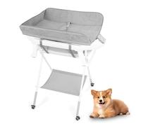 kiskick Bañera para perros, estación de lavado portátil para perros, estación de lavado elevada, plegable para baño y aseo, bañeras para mascotas para perros pequeños a medianos, color gris