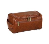 kiskick Bolsa de cosméticos impermeable de piel sintética con gancho, gran capacidad, asa portátil, cremallera, multifuncional, organizador de viaje, b, L
