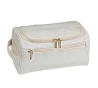 kiskick Bolsa de cosméticos impermeable de piel sintética con gancho, gran capacidad, asa portátil, cremallera, multifuncional, organizador de viaje, a, M