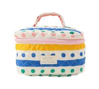 kiskick Bolsa de maquillaje acolchada de algodón con estampado colorido portátil con cierre de cremallera, asa de gran capacidad, almacenamiento multifunción para viajes, multicolor