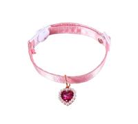 kiskick Bonito collar de moda para mascotas, elegante con colgante de amor, ajustable, cuello de lazo, círculo, exquisito, correa de corazón, gato, rosa, 2