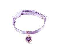 kiskick Bonito collar para mascotas, elegante con colgante de amor, ajustable, cuello de lazo para perro, círculo, exquisito, correa de corazón y gato, color morado 1