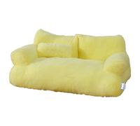 kiskick Cama de felpa para mascotas, sofá cama para mascotas, sofá para mascotas, suave, cómodo, extraíble, lavable, antideslizante, cojín para dormir, suministros para mascotas, amarillo limón
