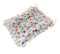 kiskick Cama para mascotas con patrón floral con decoración de encaje almohadilla de dormir para gatos suave y cómoda perrera cojín verde M