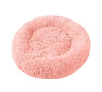 kiskick Cama redonda para mascotas, acogedora cama redonda calmante para mascotas, felpa suave, cómoda, relleno de algodón, gruesa y cálida, rosa, L