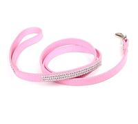 kiskick Correa de decoración de diamantes linda correa para mascotas correa de perro con diseño de diamantes de imitación brillantes, cómoda correa de cuero artificial, rosa, S