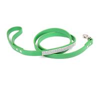 kiskick Correa de decoración de diamantes linda correa para mascotas correa de perro con diseño de diamantes de imitación brillantes, cómoda correa de cuero artificial, verde, S