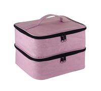 kiskick Estuche de almacenamiento para secador de uñas, bolsa organizadora de transporte de esmalte de gran capacidad, diseño de dos capas, cierre de cremallera, Pink, X-Large