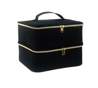 kiskick Estuche de almacenamiento para secador de uñas, bolsa organizadora de transporte de esmalte de gran capacidad, diseño de dos capas, cierre de cremallera, Black, L