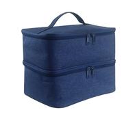 kiskick Estuche de almacenamiento para secador de uñas, bolsa organizadora de transporte de esmalte de gran capacidad, diseño de dos capas, cierre de cremallera, azul oscuro, M