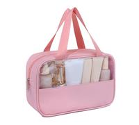 kiskick Estuche de cosméticos para Viajes Bolsa de PVC Impermeable Multifuncional con asa portátil de Gran Capacidad Ideal para Viajes Cepillo Organizador de Maquillaje a Prueba de Polvo Rosado L