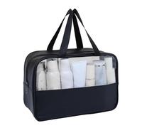 kiskick Estuche de cosméticos para Viajes Bolsa de PVC Impermeable Multifuncional con asa portátil de Gran Capacidad Ideal para Viajes Cepillo Organizador de Maquillaje a Prueba de Polvo Negro L