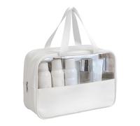kiskick Estuche de cosméticos para Viajes Bolsa de PVC Impermeable Multifuncional con asa portátil de Gran Capacidad Ideal para Viajes Cepillo Organizador de Maquillaje a Prueba de Polvo Blanco L