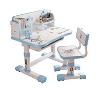 kiskick Juego de escritorio y silla funcional para niños, altura ajustable, juego de sillas de mesa de estudio escolar con patrón de dibujos animados, escritorio ampliado para niños, silla de